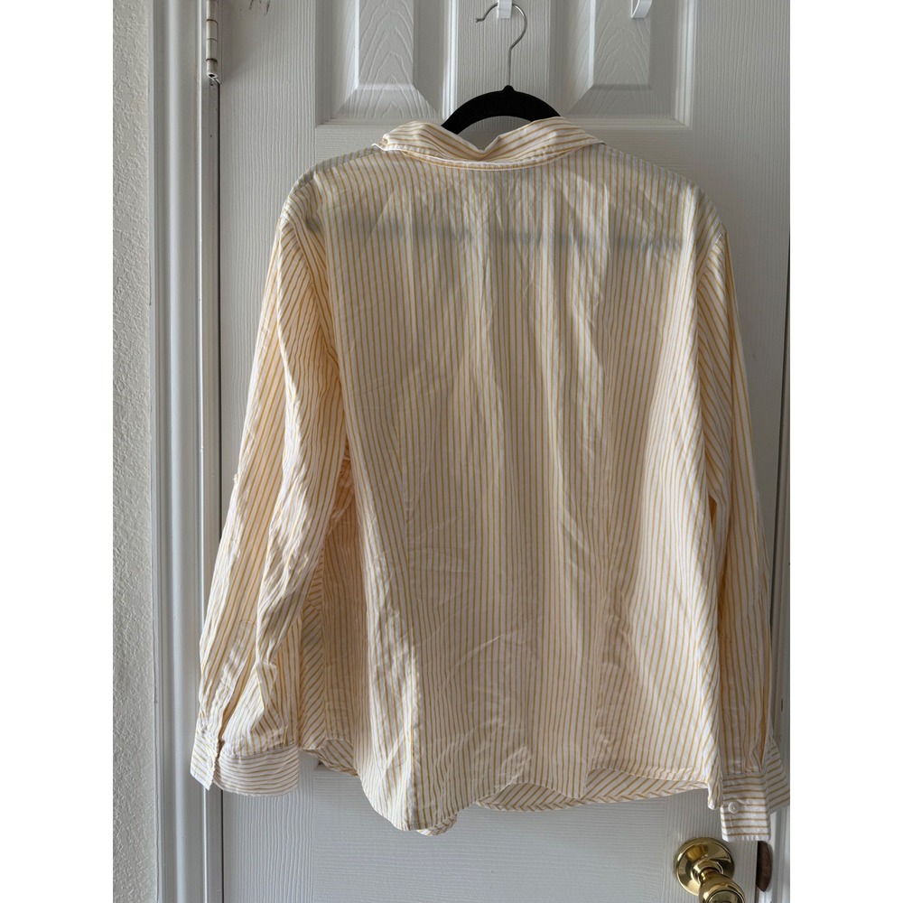 Lafayette 148 New‎ York Size 20 Yellow Stripe Cotton Button Front Blouse Plus - Picture 6 of 8